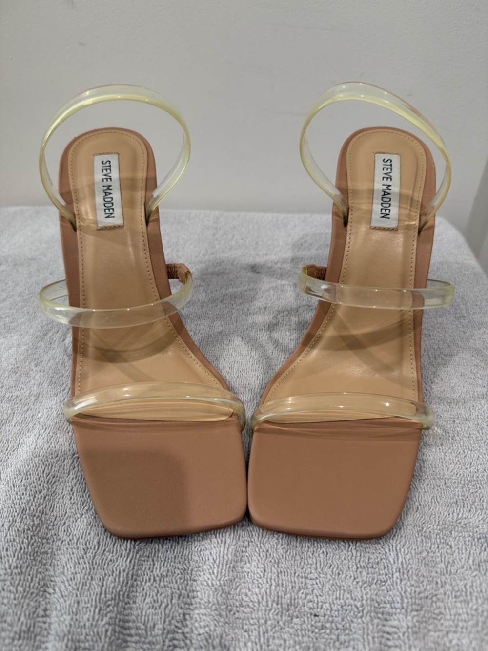 Steve Madden Tan Heeled Sandals with Clear Straps